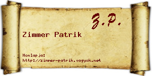 Zimmer Patrik névjegykártya